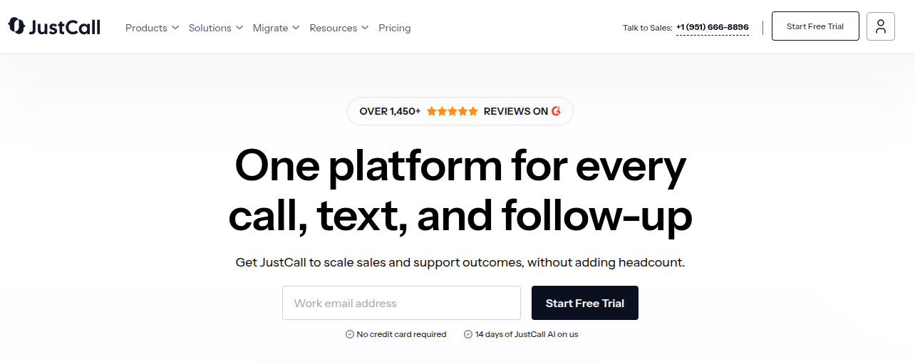 JustCall AI sales phone system and dialer interface
