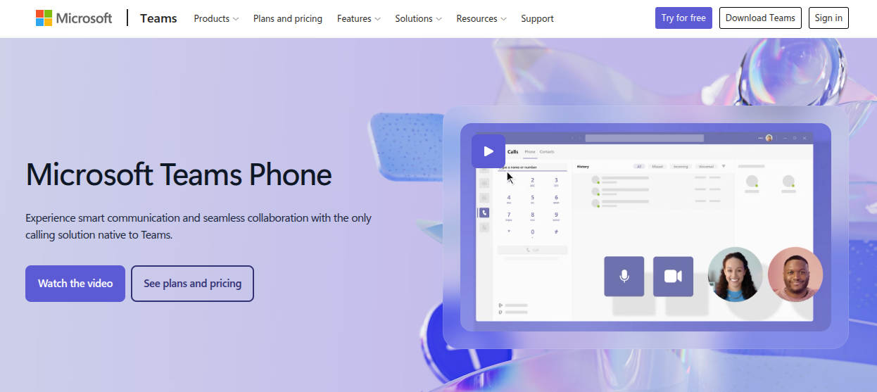 Microsoft Teams Phone system calling interface