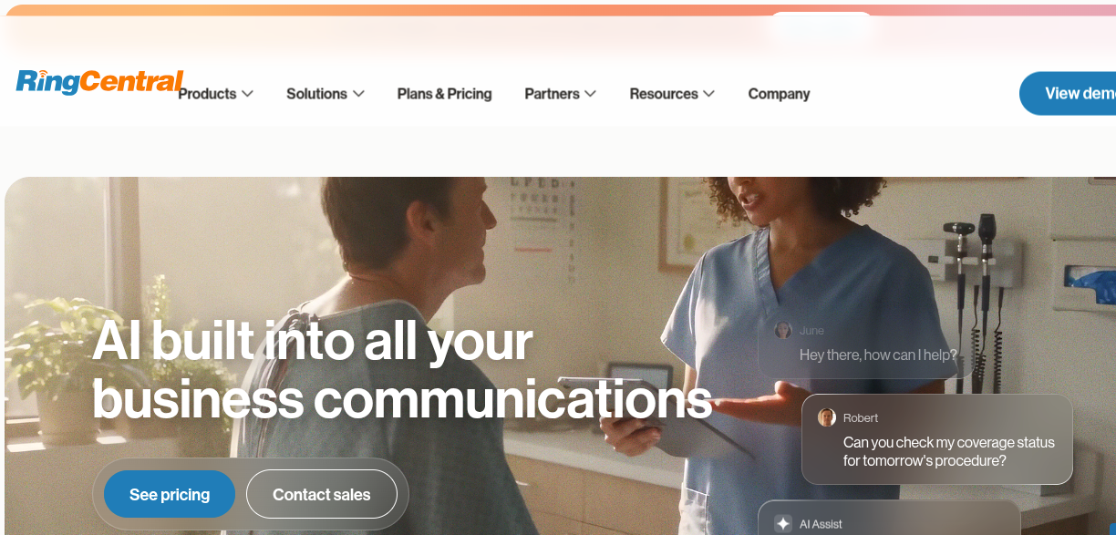 RingCentral RingEX unified business communications app interface